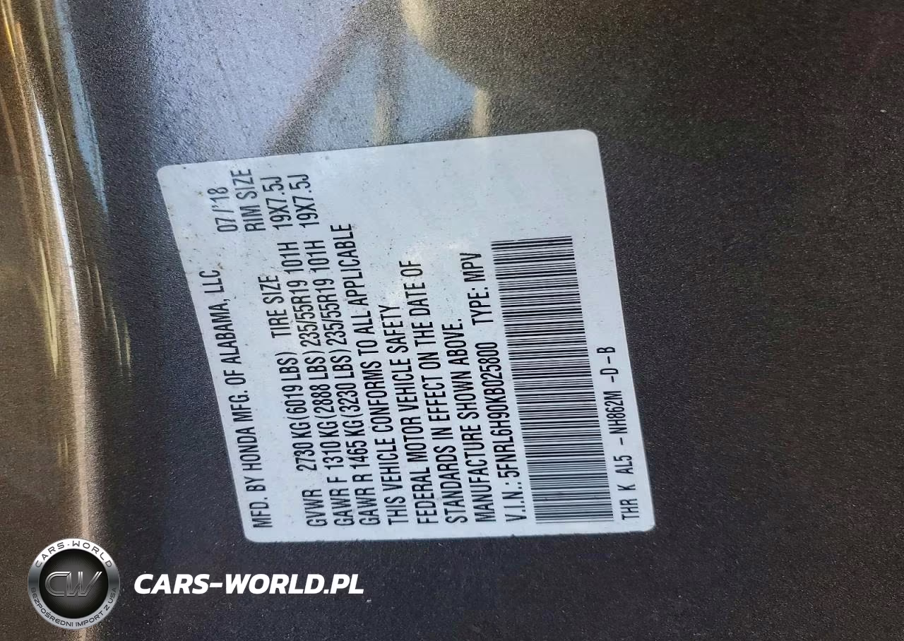 2019 Honda Odyssey Elite VIN:5FNRL6H90KB025800 - 12