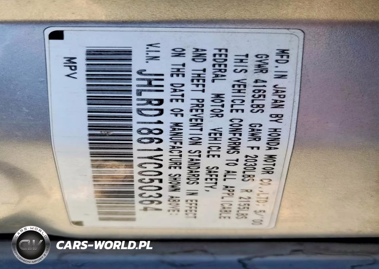 2000 Honda Cr-V Ex VIN:JHLRD1861YC050364 - 13