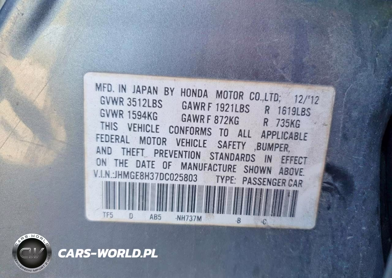 2013 Honda Fit VIN:JHMGE8H37DC025803 - 12