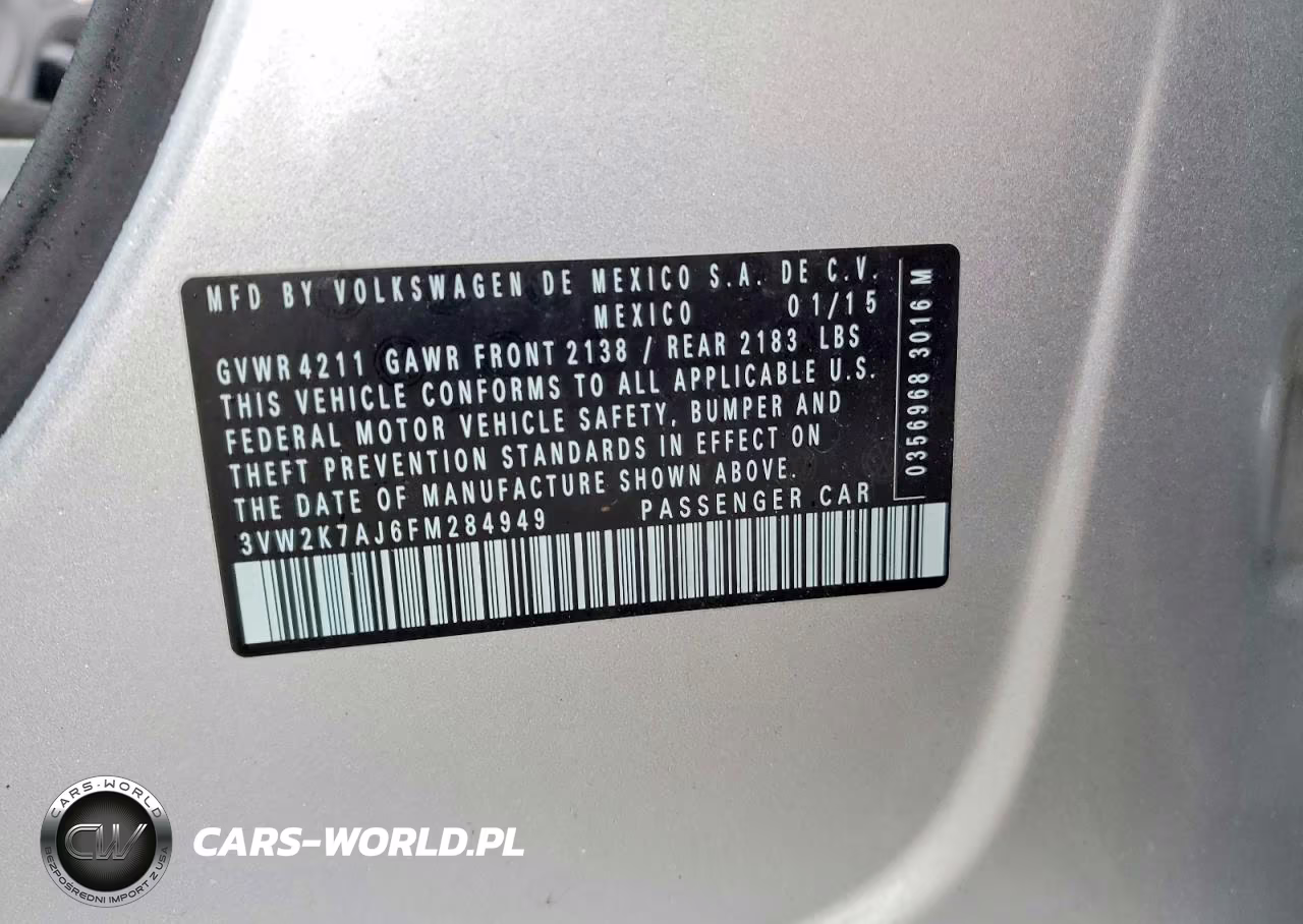 2015 Volkswagen Jetta Base VIN:3VW2K7AJ6FM284949 - 12