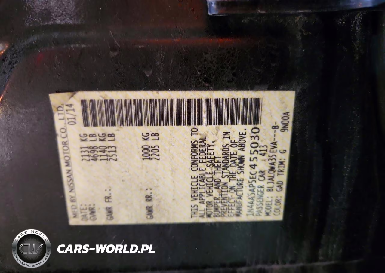 2014 Nissan Maxima 3.5 S VIN:1N4AA5AP5EC455030 - 12