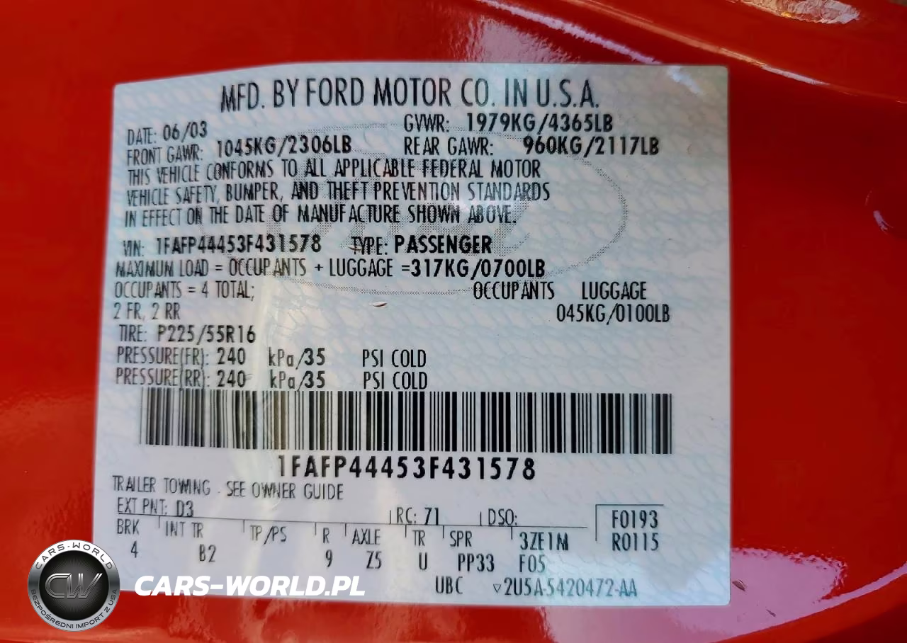 2003 Ford Mustang VIN:1FAFP44453F431578 - 12