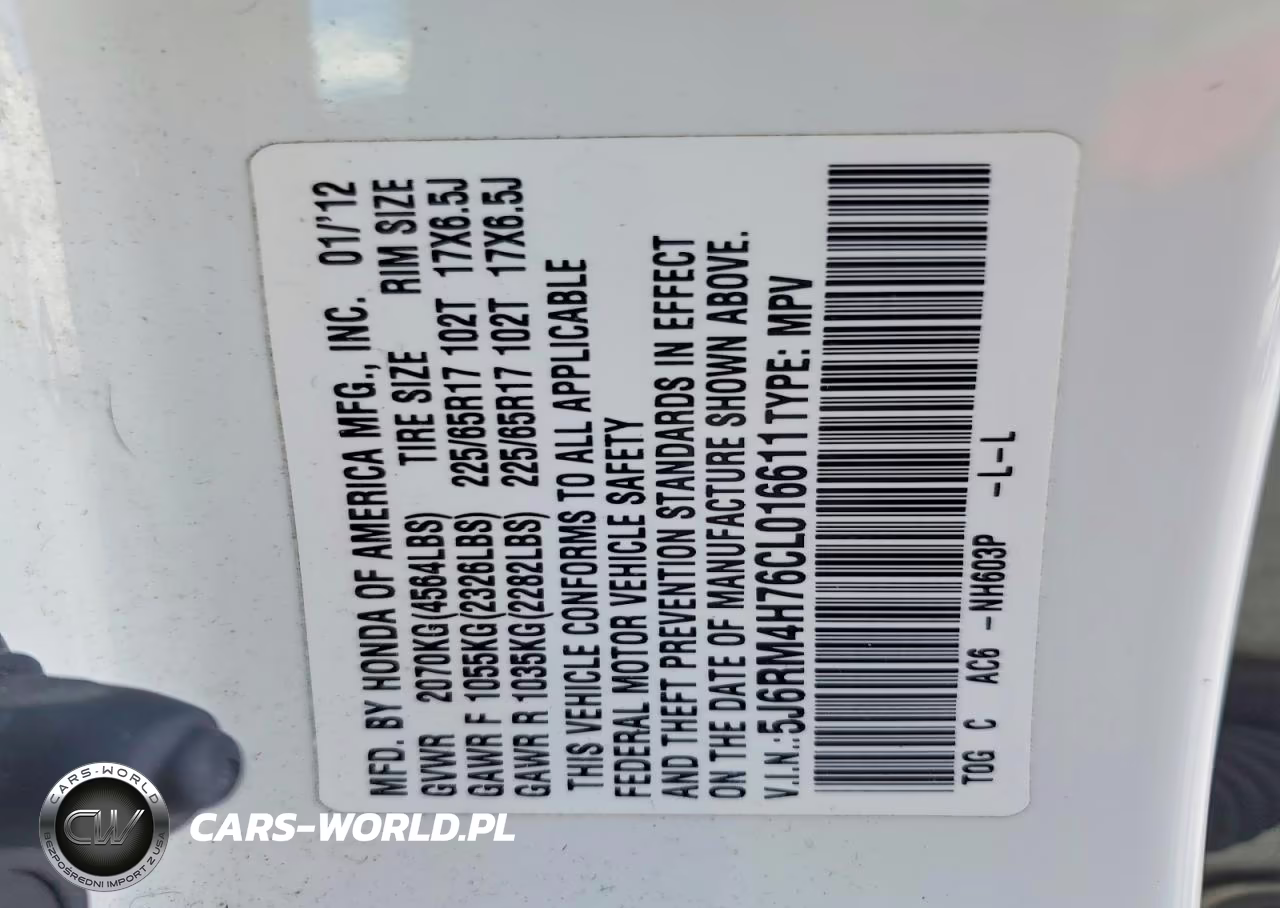 2012 Honda Cr-V Exl VIN:5J6RM4H76CL016611 - 13