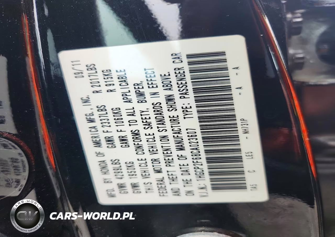 2012 Honda Accord Se VIN:1HGCP2F68CA023607 - 12