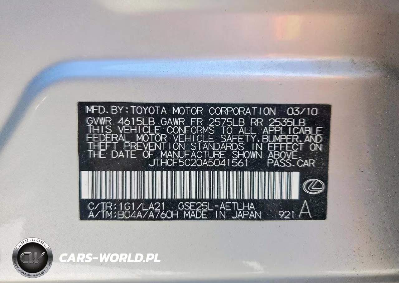 2010 Lexus Is VIN:JTHCF5C20A5041561 - 12