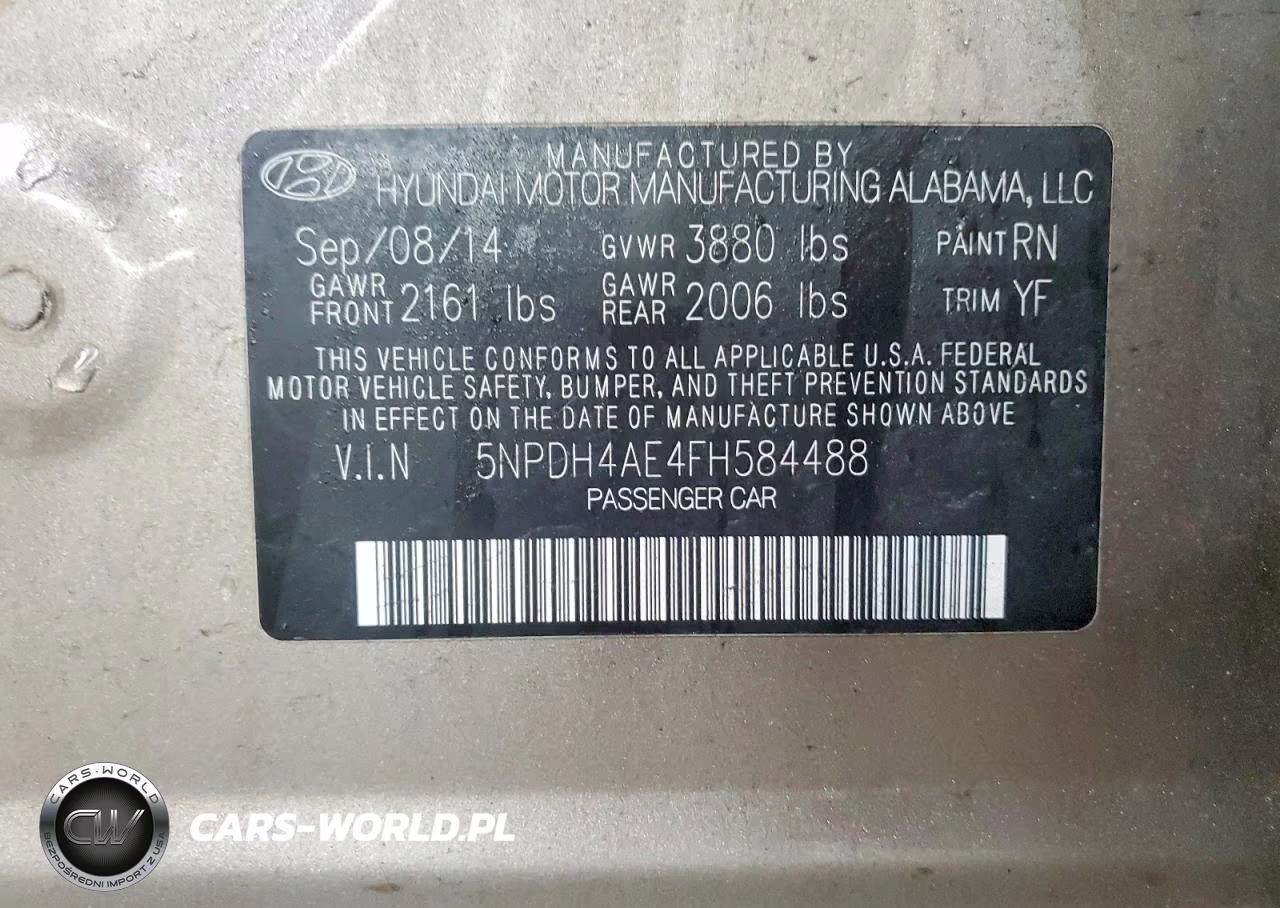 2015 Hyundai Elantra Se VIN:5NPDH4AE4FH584488 - 13