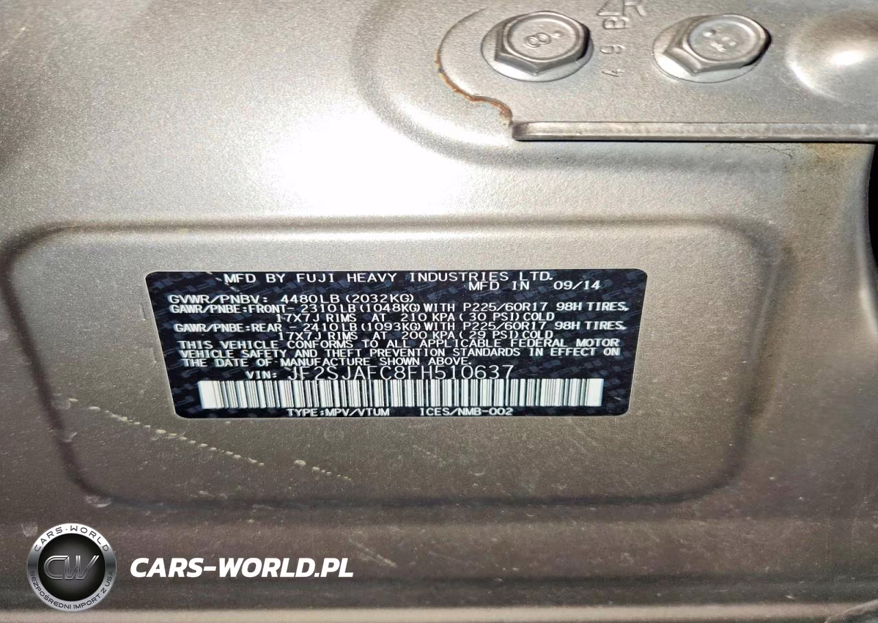 2015 Subaru Forester 2.5I Premium VIN:JF2SJAFC8FH510637 - 14