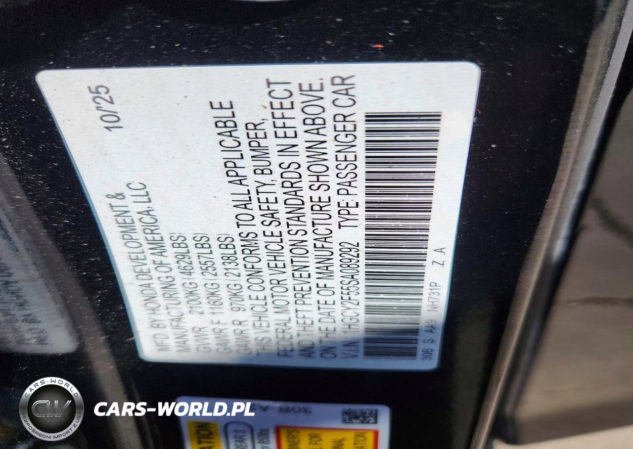 2025 Honda Accord Hybrid Sport VIN:1HGCY2F55SA089292 - 12