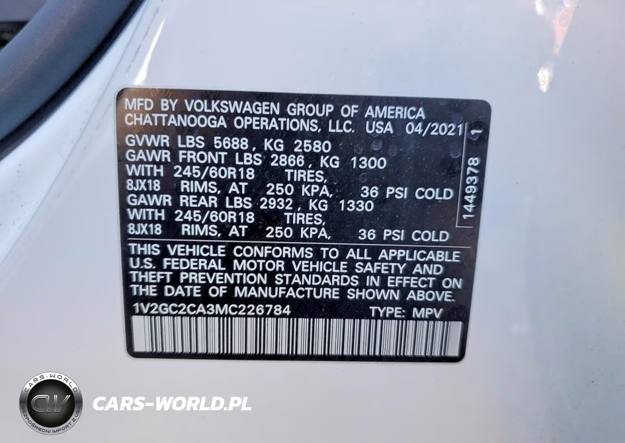 2021 Volkswagen Atlas Cross Sport S VIN:1V2GC2CA3MC226784 - 14