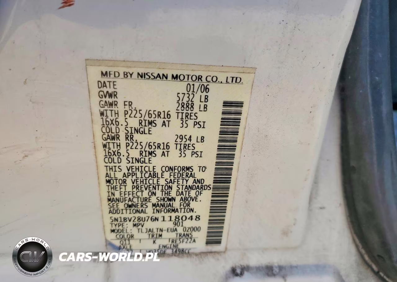 2006 Nissan Quest 3.5 VIN:5N1BV28U76N118048 - 13