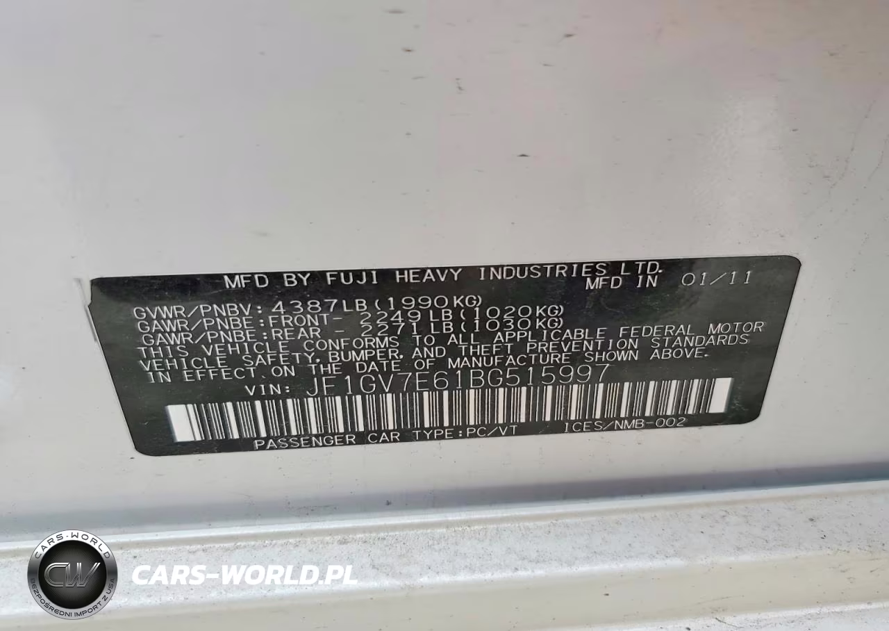 2011 Subaru Impreza Wrx VIN:JF1GV7E61BG515997 - 12