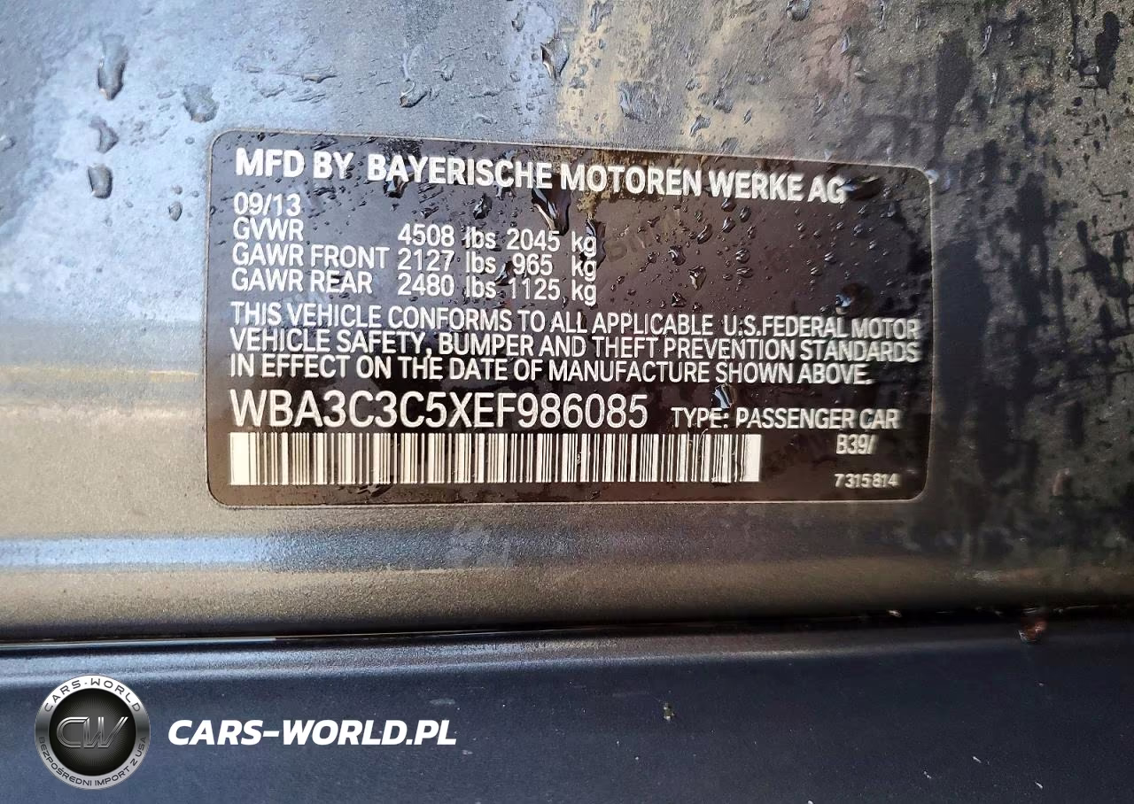 2014 BMW 320 I xDrive VIN:WBA3C3C5XEF986085 - 13