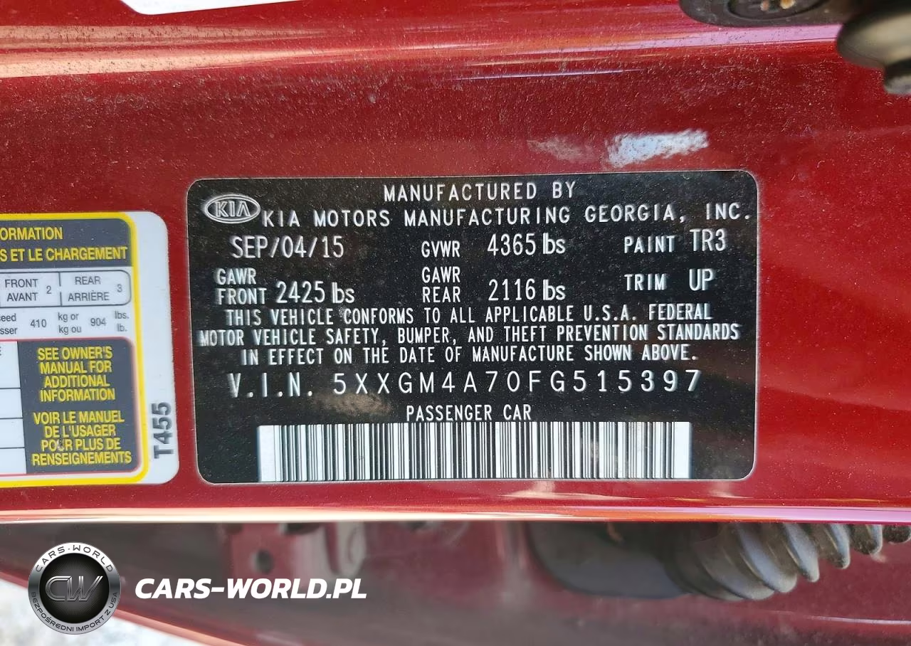 2015 Kia Optima Lx VIN:5XXGM4A70FG515397 - 12