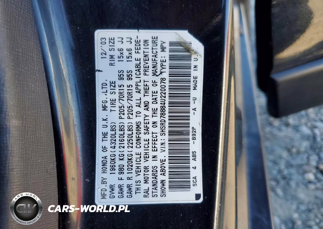 2004 Honda Cr-V Ex VIN:SHSRD78884U220078 - 12