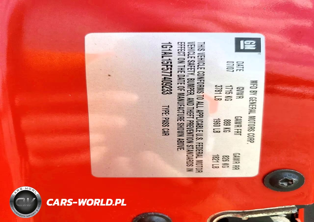 2007 Chevrolet Cobalt Lt VIN:1G1AL15F577409233 - 12