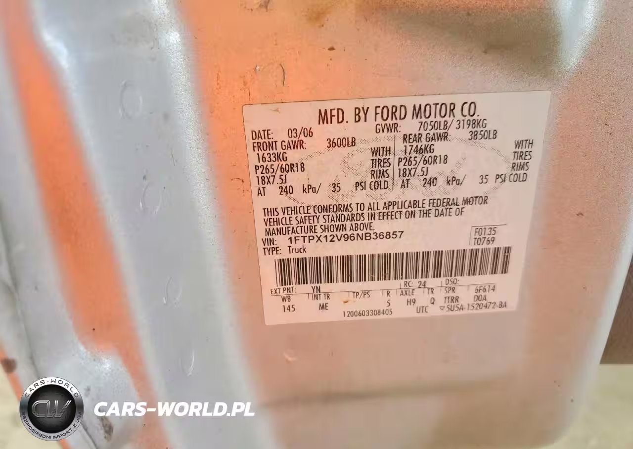 2006 Ford F150 VIN:1FTPX12V96NB36857 - 12