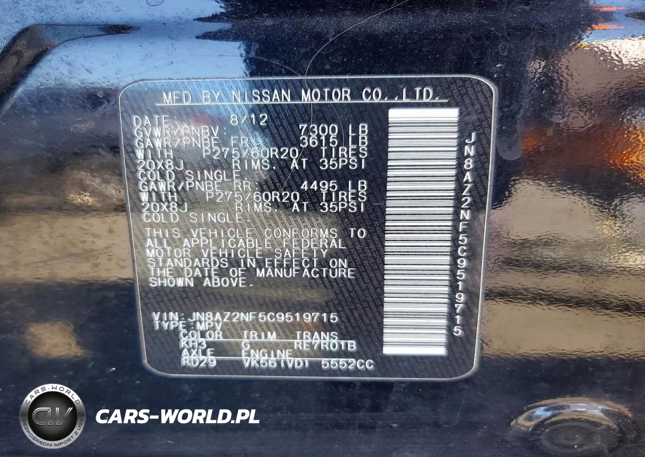 2012 Infiniti Qx56 Base VIN:JN8AZ2NF5C9519715 - 13