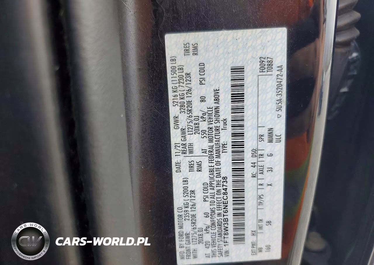 2022 Ford F350 Super Duty VIN:1FT8W3BT6NEC84738 - 10