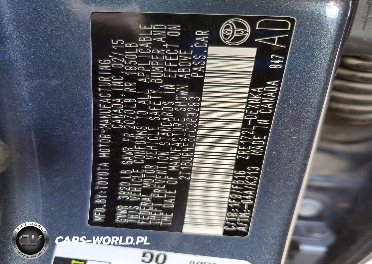 2015 Toyota Corolla Le VIN:2T1BURHE6FC369283 - 12