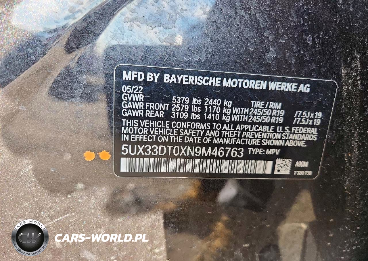 2022 BMW X4 xDrive30I VIN:5UX33DT0XN9M46763 - 12