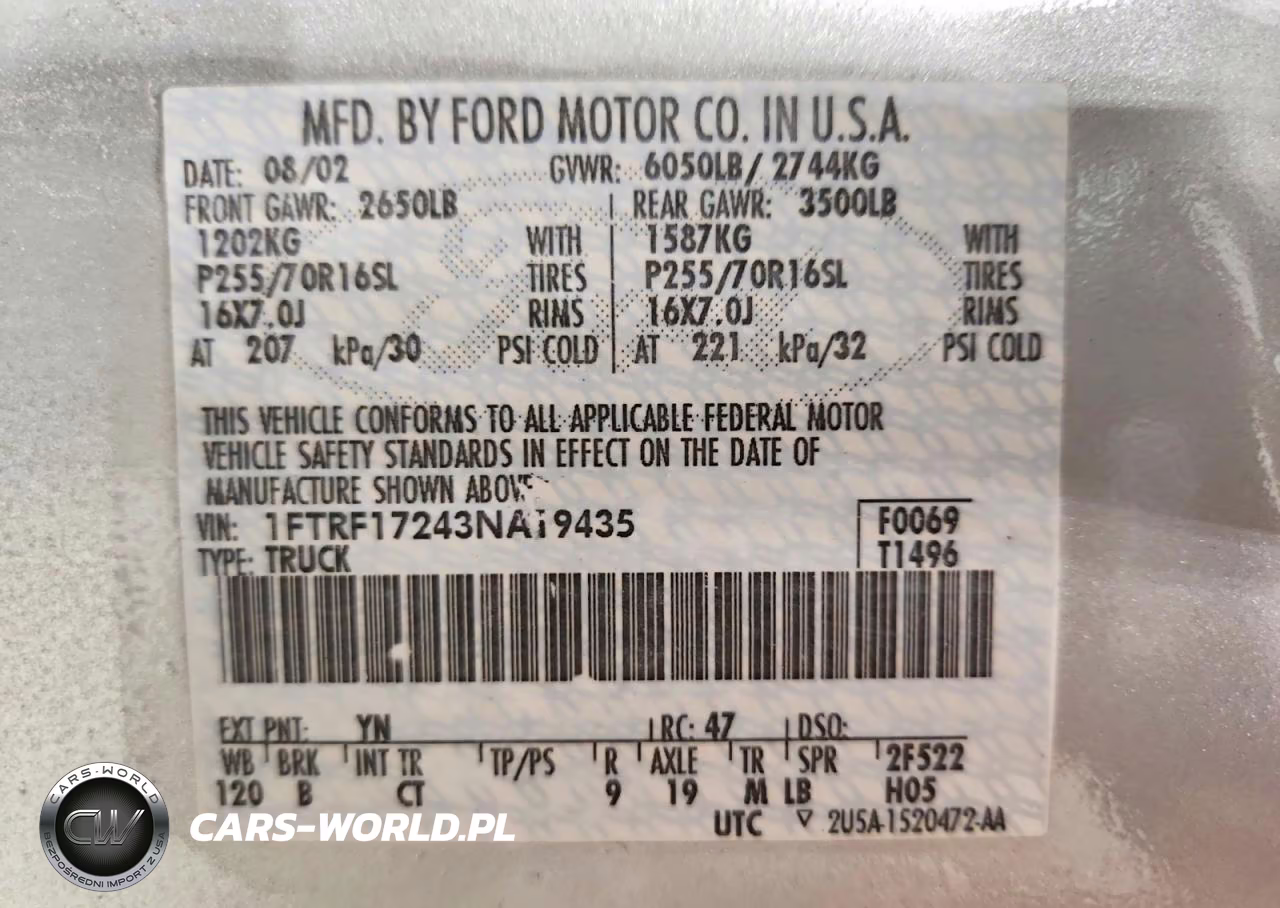 2003 Ford F150 VIN:1FTRF17243NA19435 - 12
