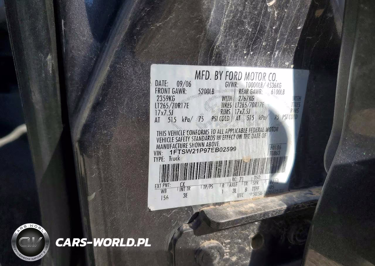 2007 Ford F250 Super Duty VIN:1FTSW21P97EB02599 - 13