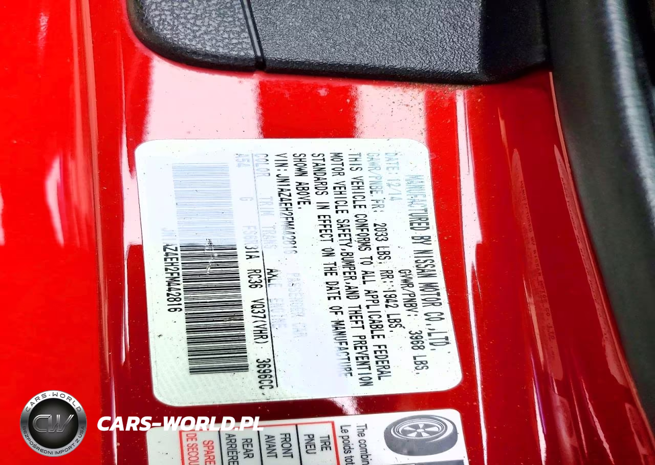2015 Nissan 370Z Sport VIN:JN1AZ4EH2FM442816 - 12
