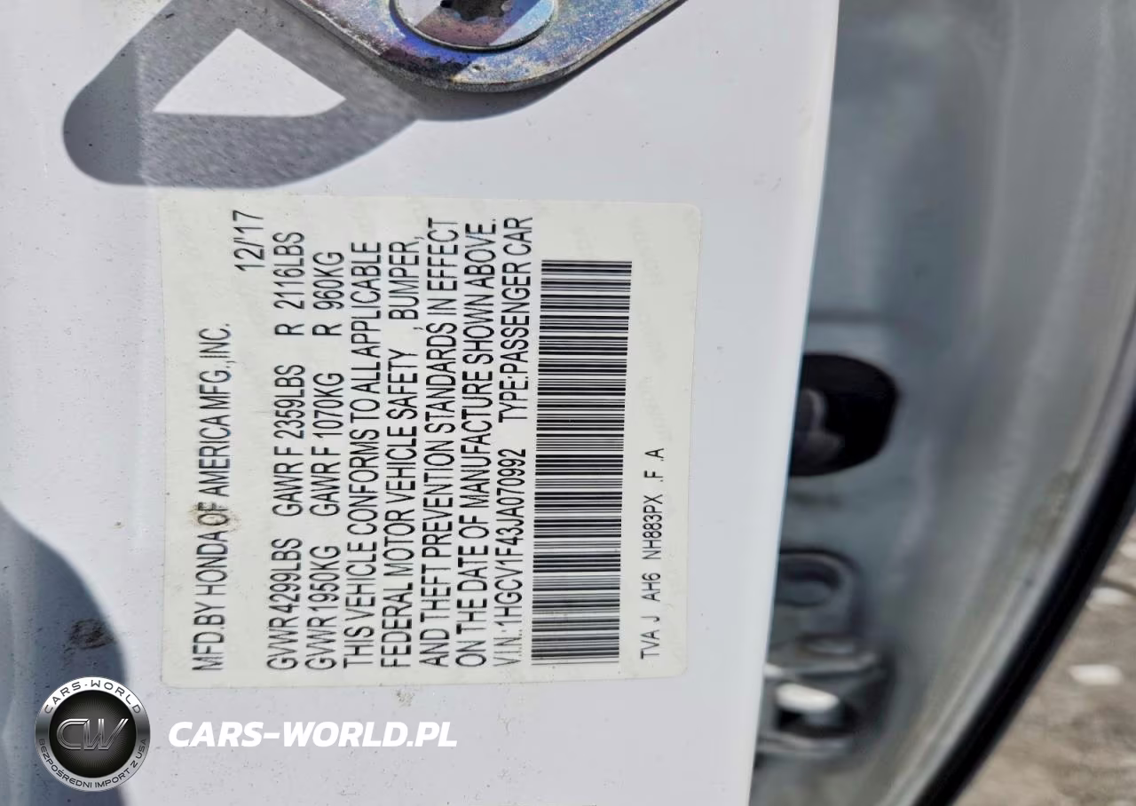 2018 Honda Accord Ex VIN:1HGCV1F43JA070992 - 12