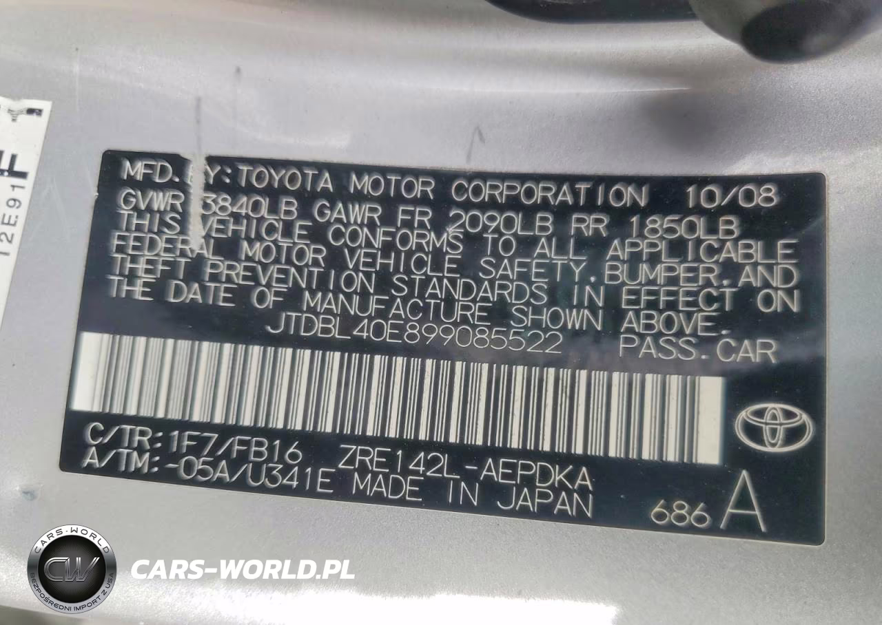 2009 Toyota Corolla Le VIN:JTDBL40E899085522 - 12