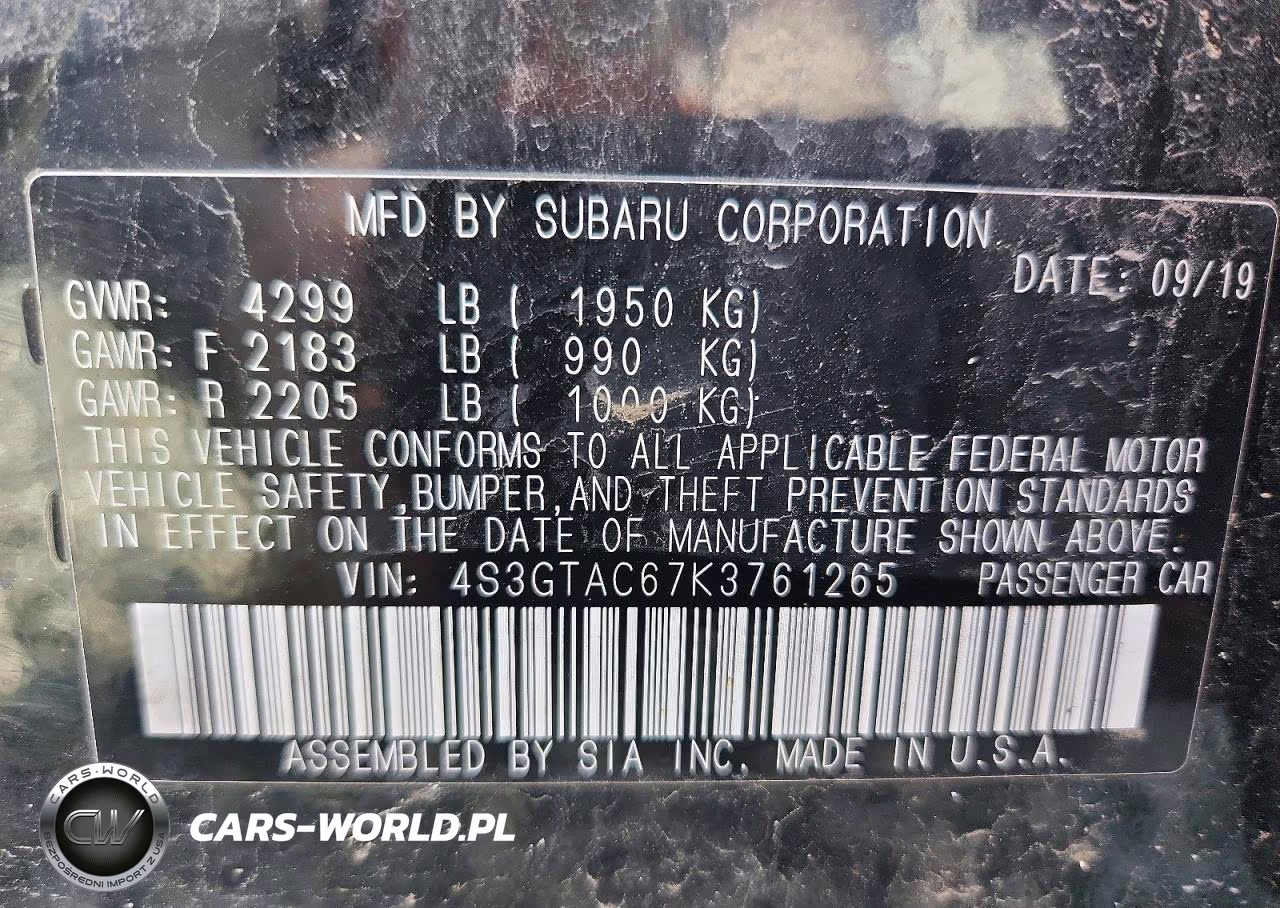 2019 Subaru Impreza Premium VIN:4S3GTAC67K3761265 - 12