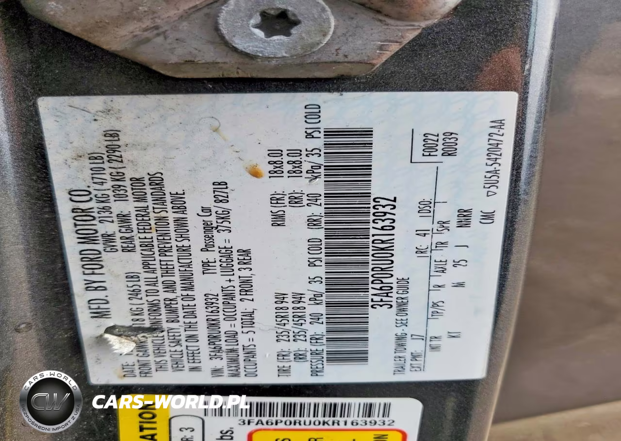 2019 Ford Fusion Titanium VIN:3FA6P0RU0KR163932 - 12