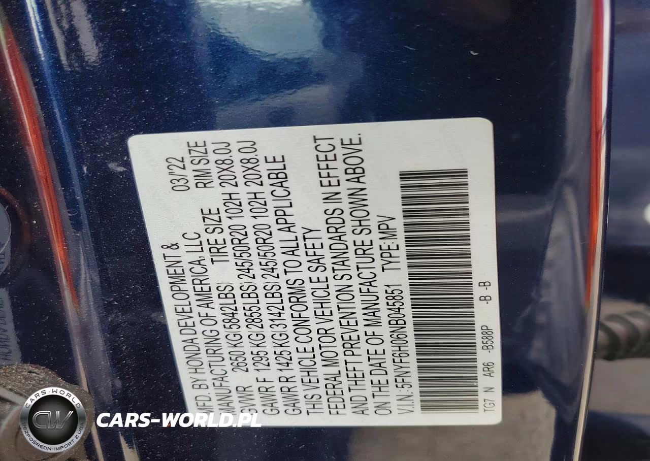 2022 Honda Pilot Elite VIN:5FNYF6H06NB045851 - 13