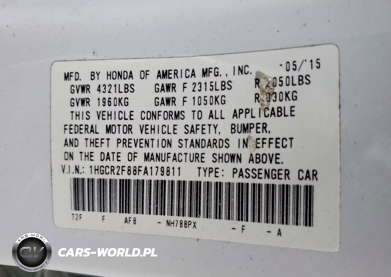 2015 Honda Accord Exl VIN:1HGCR2F88FA179811 - 12