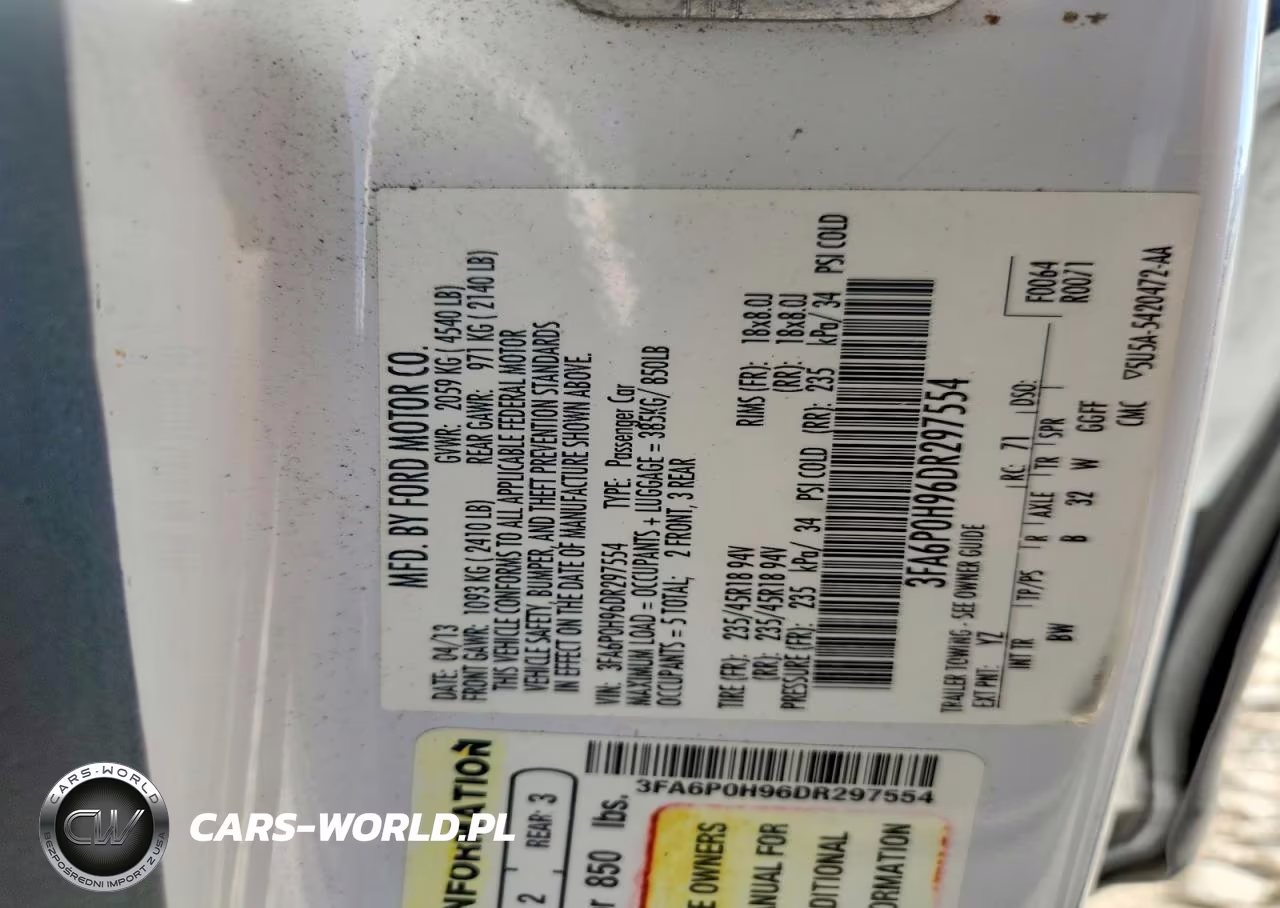 2013 Ford Fusion Se VIN:3FA6P0H96DR297554 - 12