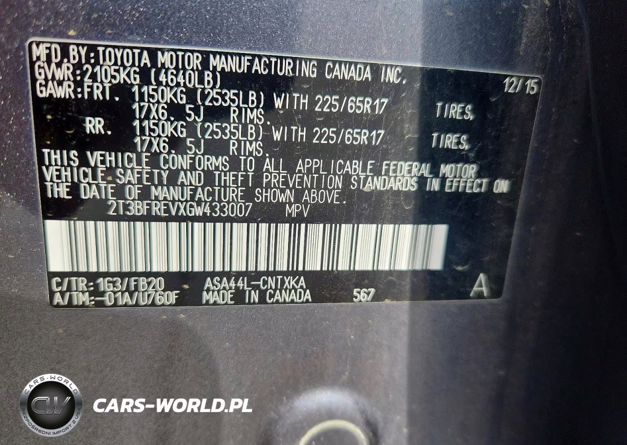 2016 Toyota Rav4 Le VIN:2T3BFREVXGW433007 - 13