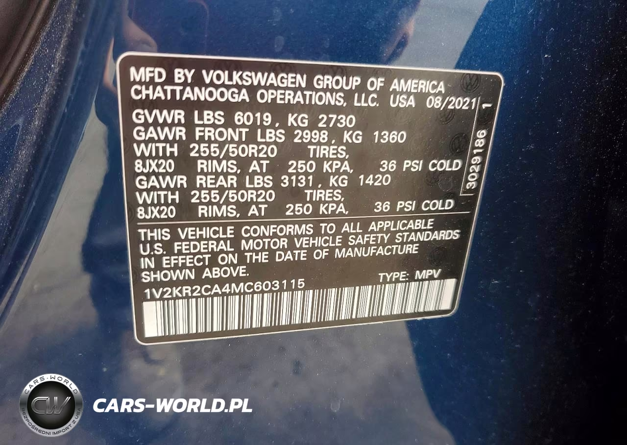 2021 Volkswagen Atlas Se VIN:1V2KR2CA4MC603115 - 13