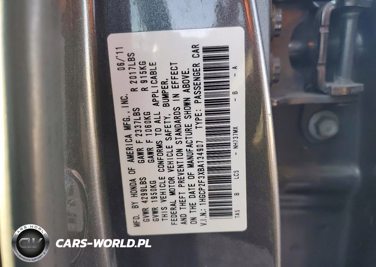 2011 Honda Accord Lx VIN:1HGCP2F3XBA134907 - 13