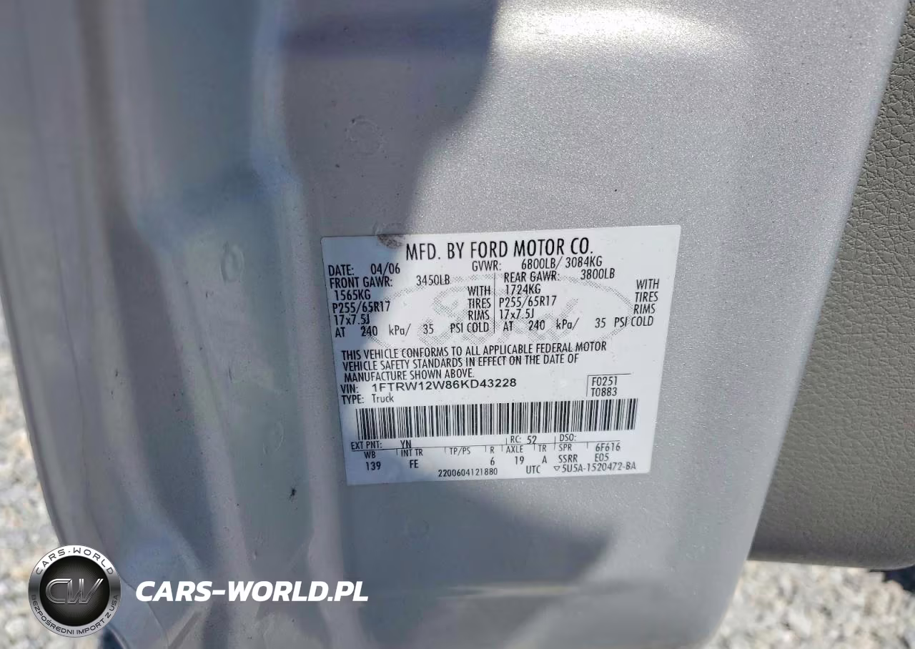 2006 Ford F150 Supercrew VIN:1FTRW12W86KD43228 - 12