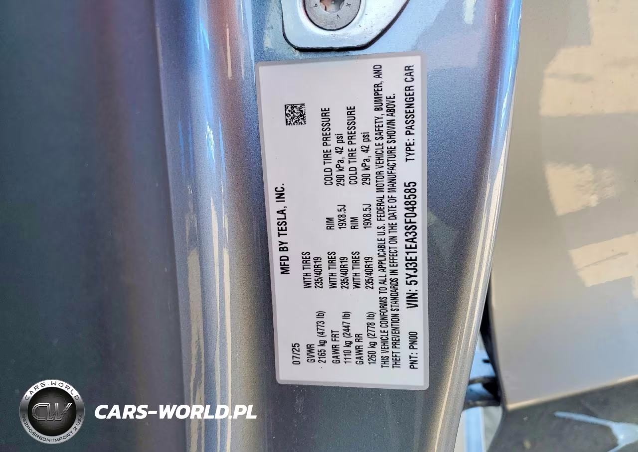 2025 Tesla Model 3 VIN:5YJ3E1EA3SF048585 - 12