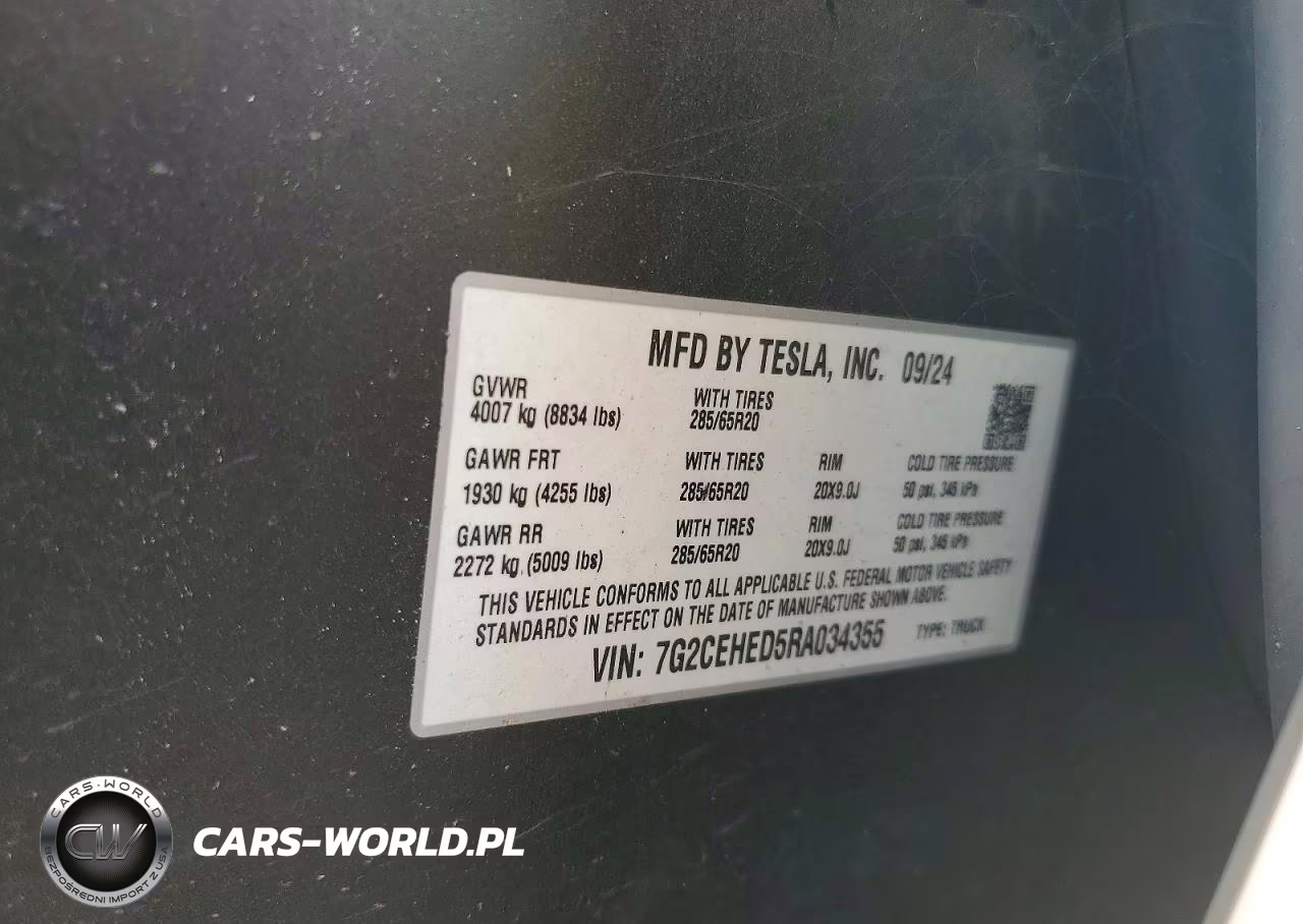 2024 Tesla Cybertruck VIN:7G2CEHED5RA034355 - 12