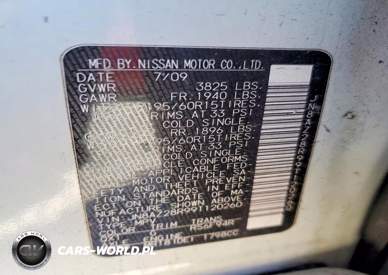 2009 Nissan Cube Base VIN:JN8AZ28R99T120260 - 12
