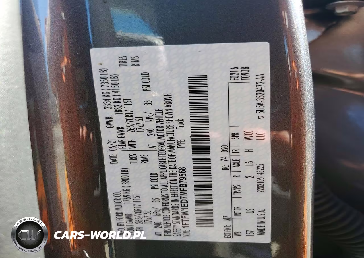 2021 Ford F150 Supercrew VIN:1FTFW1ED7MFB79568 - 13