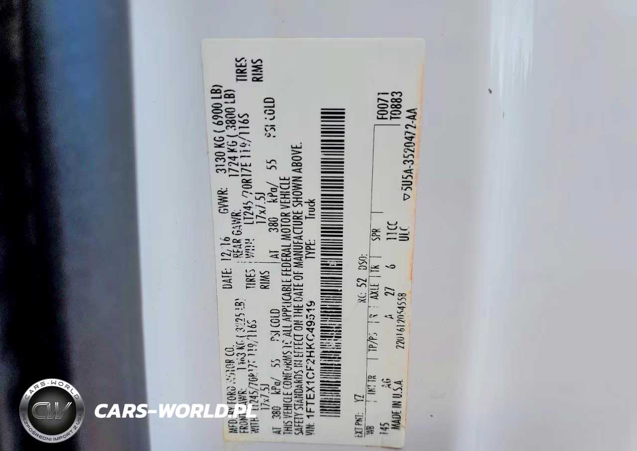 2017 Ford F150 Super Cab VIN:1FTEX1CF2HKC49519 - 13