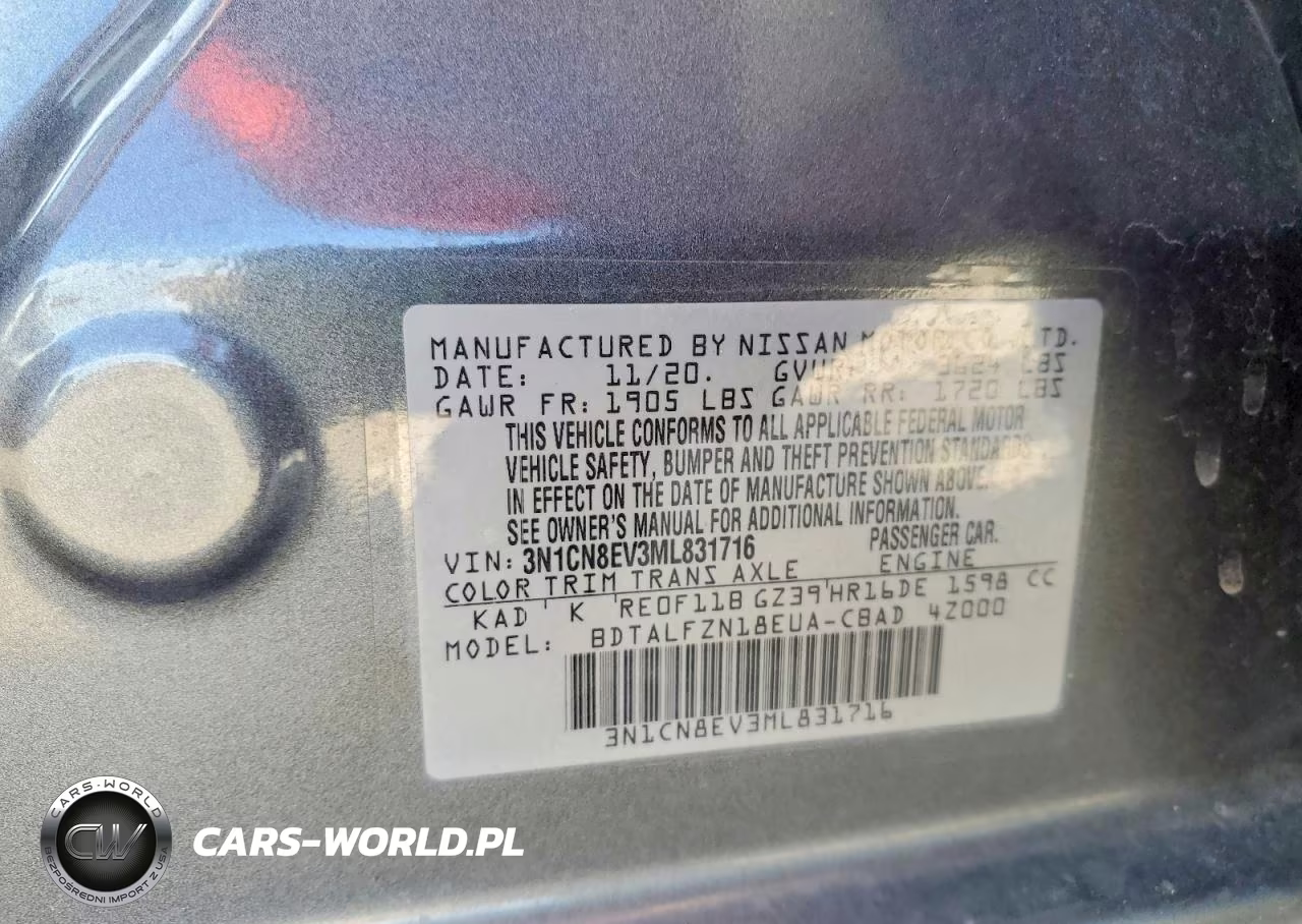 2021 Nissan Versa Sv VIN:3N1CN8EV3ML831716 - 12