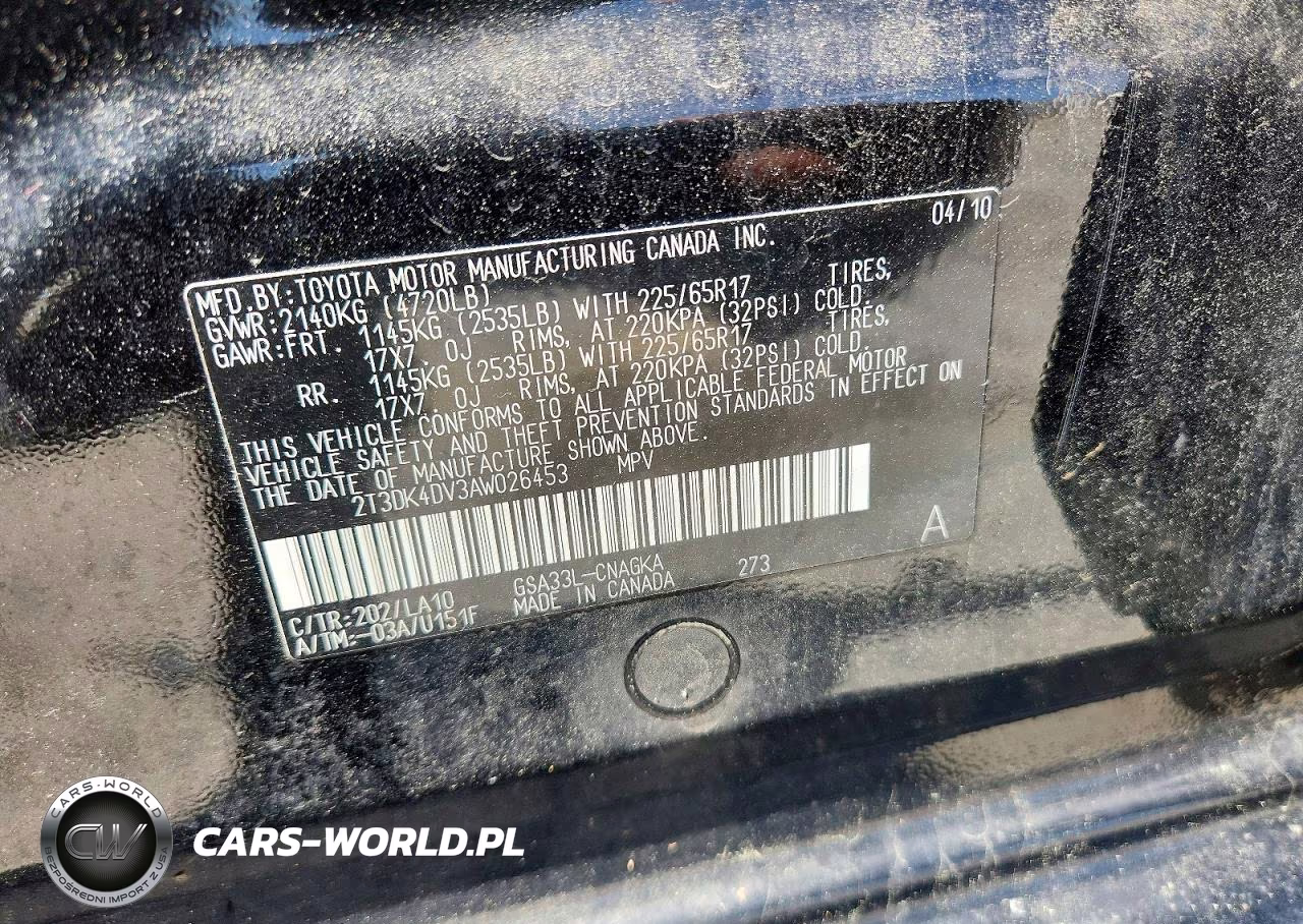 2010 Toyota Rav4 VIN:2T3DK4DV3AW026453 - 13