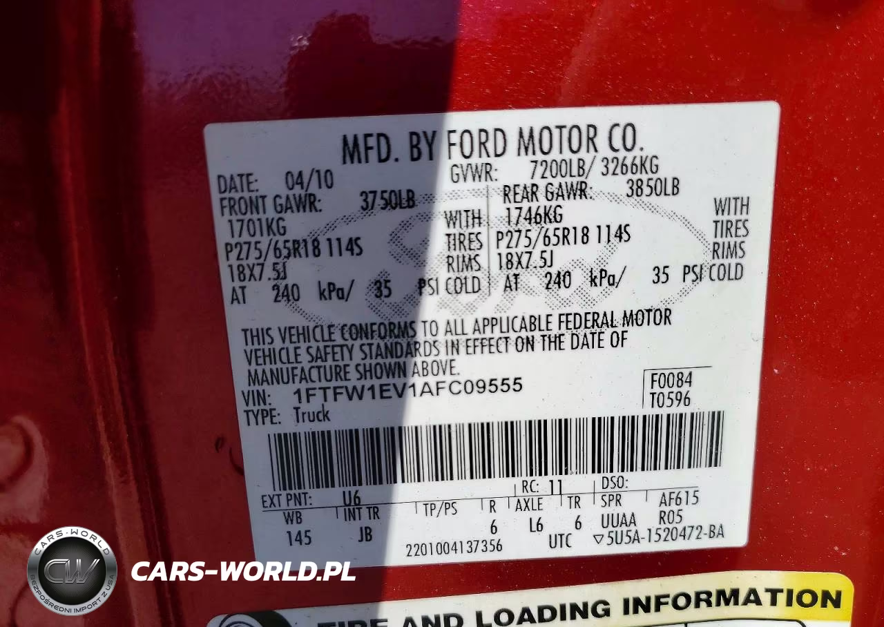 2010 Ford F150 Supercrew VIN:1FTFW1EV1AFC09555 - 12