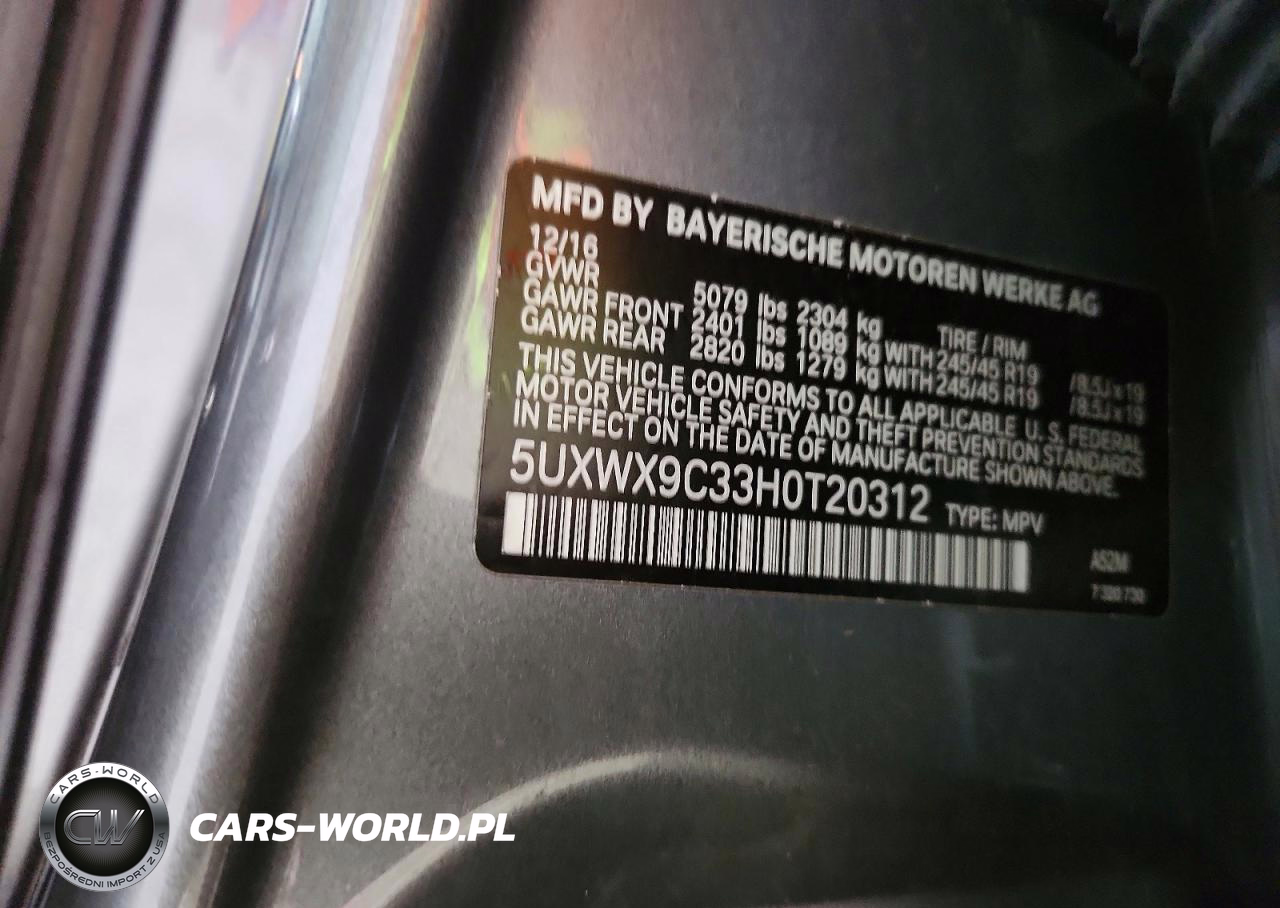 2017 BMW X3 xDrive28I VIN:5UXWX9C33H0T20312 - 13