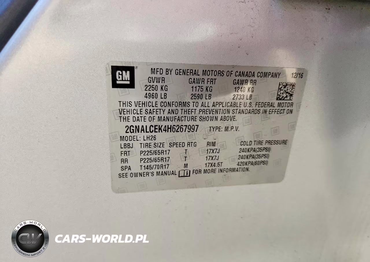 2017 Chevrolet Equinox Lt VIN:2GNALCEK4H6267997 - 13