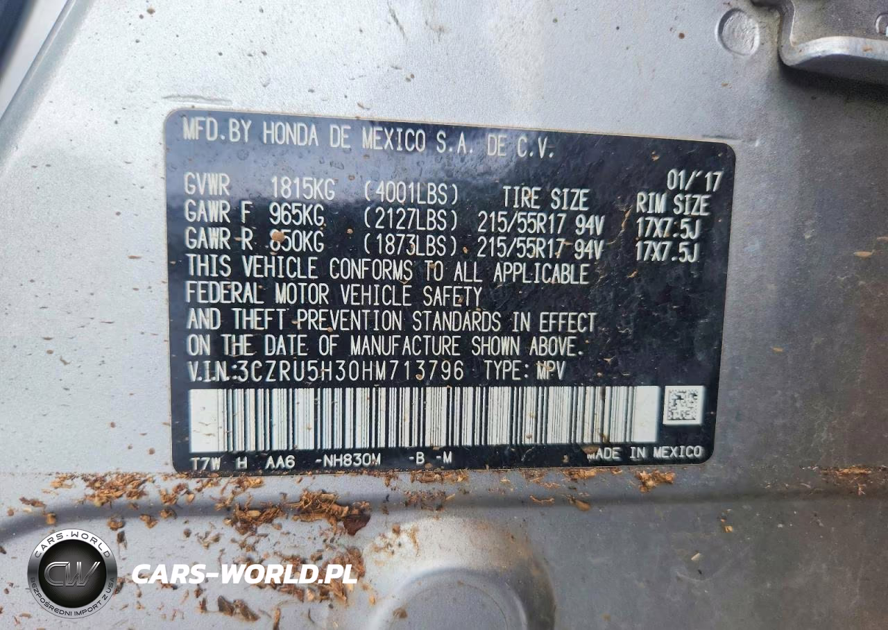 2017 Honda Hr-V Lx VIN:3CZRU5H30HM713796 - 12