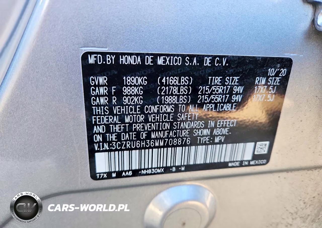 2021 Honda Hr-V Lx VIN:3CZRU6H36MM708876 - 13